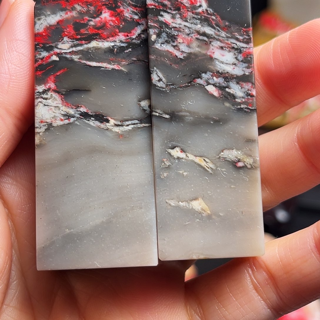 昌化石印石鸡血石对章