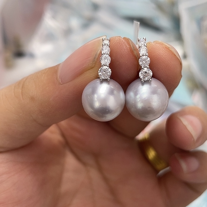 耳饰海水珍珠银S925镶嵌