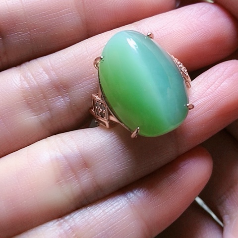 和田玉戒指银S925镶嵌