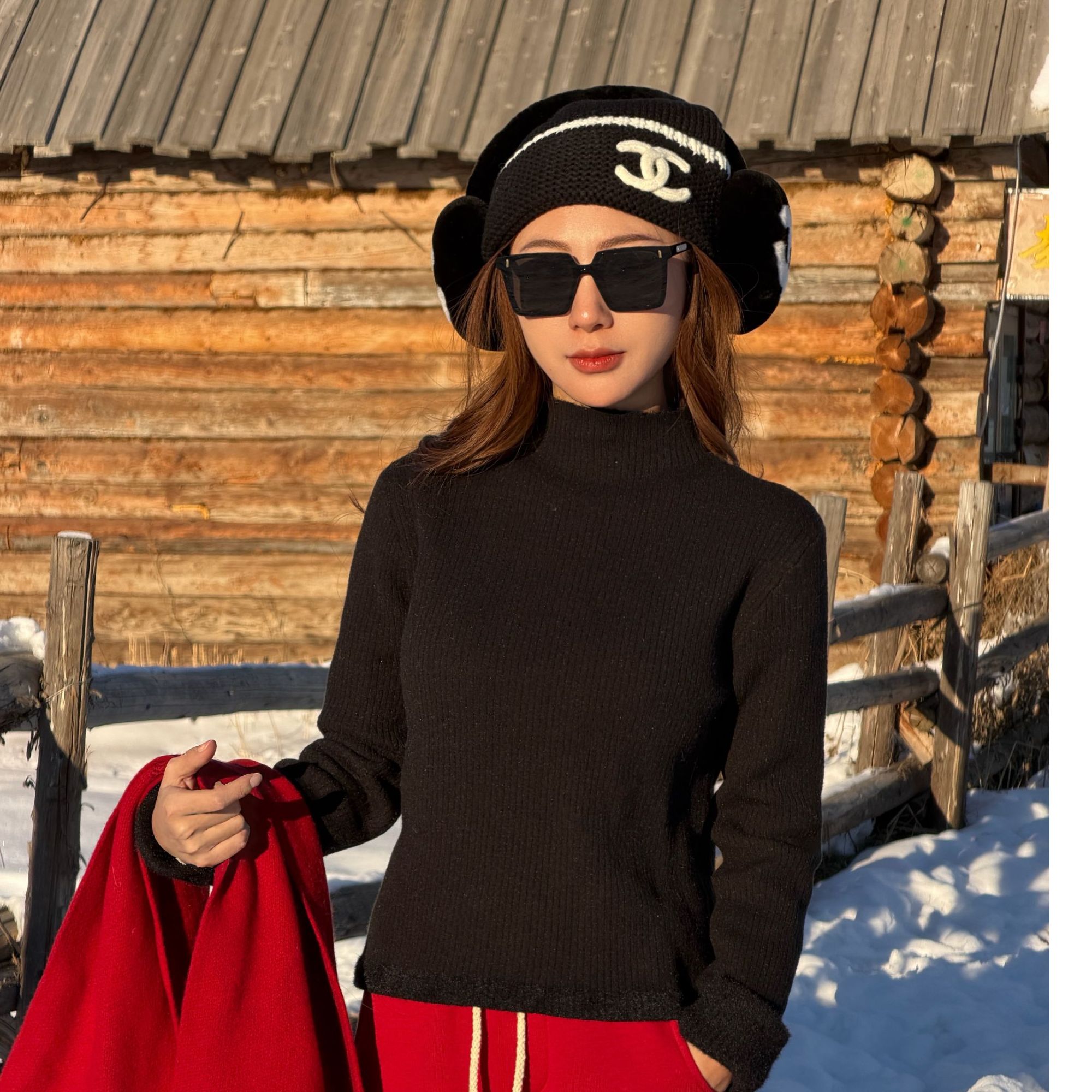 思思小个子女装【黑色加绒加厚打底毛衣保暖】F251503