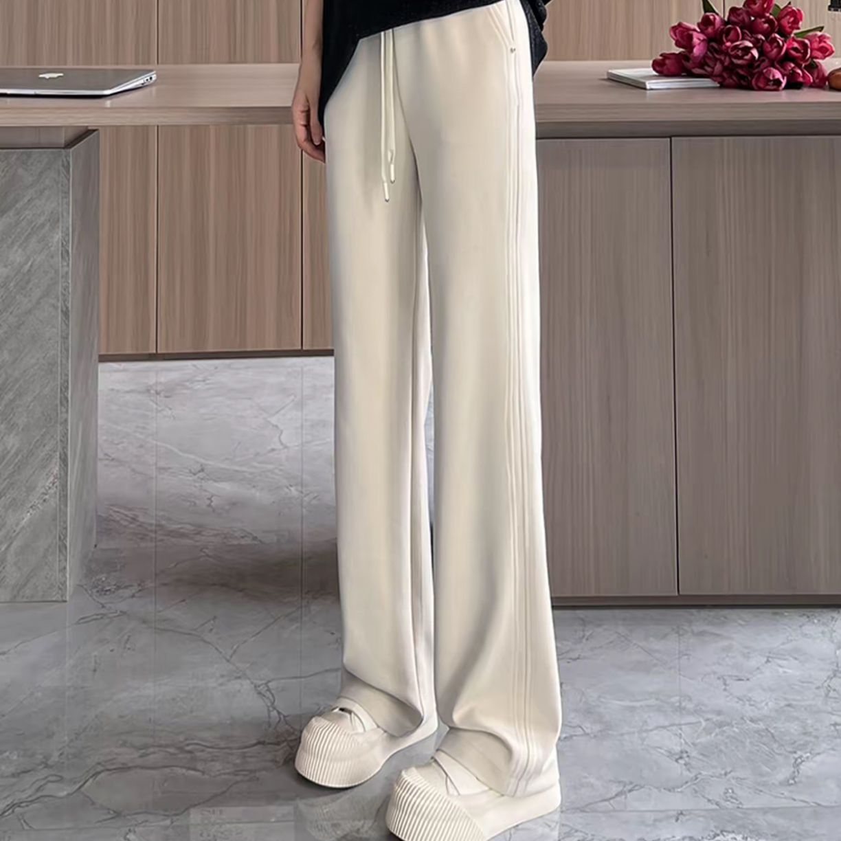 CCTV上版·羊毛+桑蚕丝）秋冬新款窄版直筒阔腿裤10086