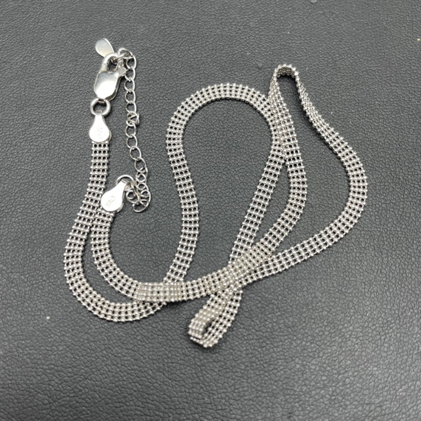 链子925银 扁平锁骨链，意大利银项链 38+5厘米长