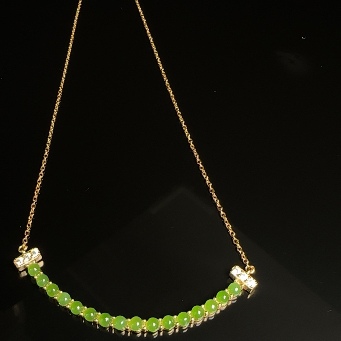 天然俄罗斯碧玉经典款925清新百搭微笑项链女友礼物精品小众J