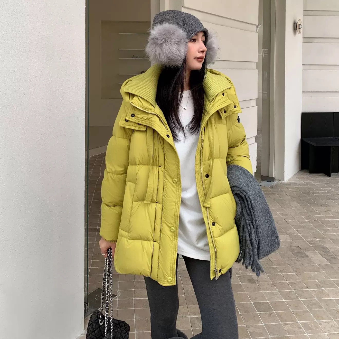 连帽长款白鸭绒羽绒服女冬季韩版宽松保暖外套6669