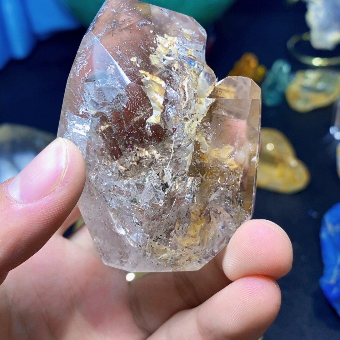 水晶天然水胆骸骨水晶随形未镶嵌