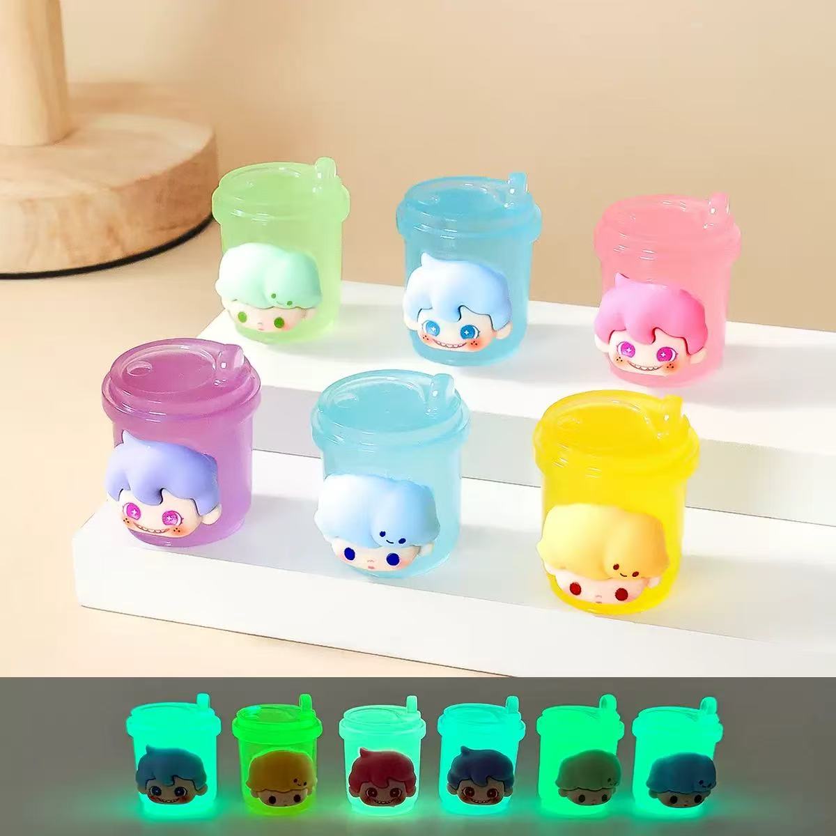 【许愿+对对碰】 夜光奶茶杯萌粒公仔小摆件