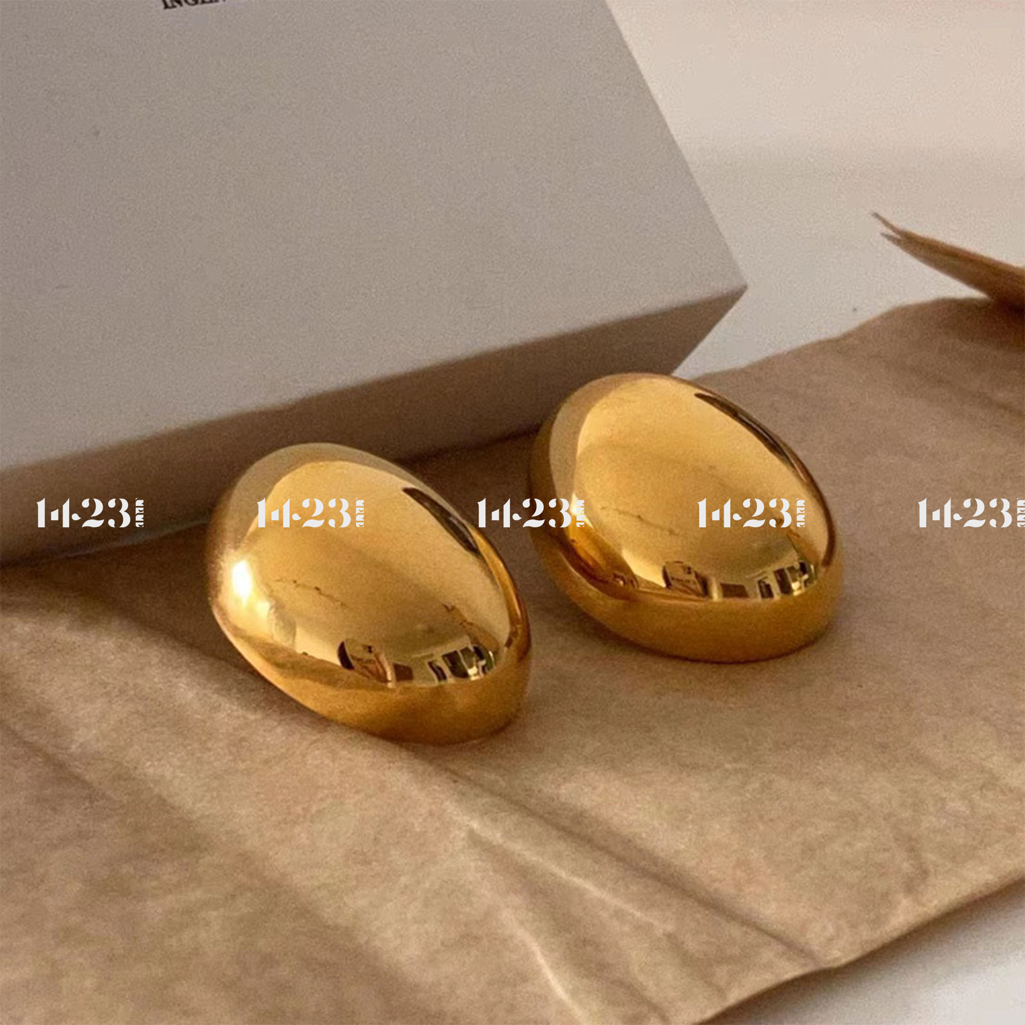 铜合金耳饰 【1423精选】鹅蛋光面立体鹅蛋轻奢高级感气质简约耳钉