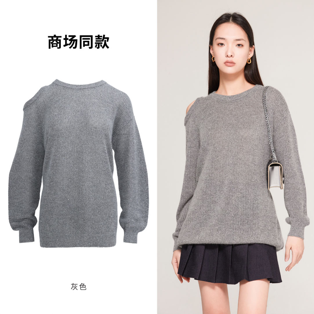 慵懒风纯色宽松套头款毛衫