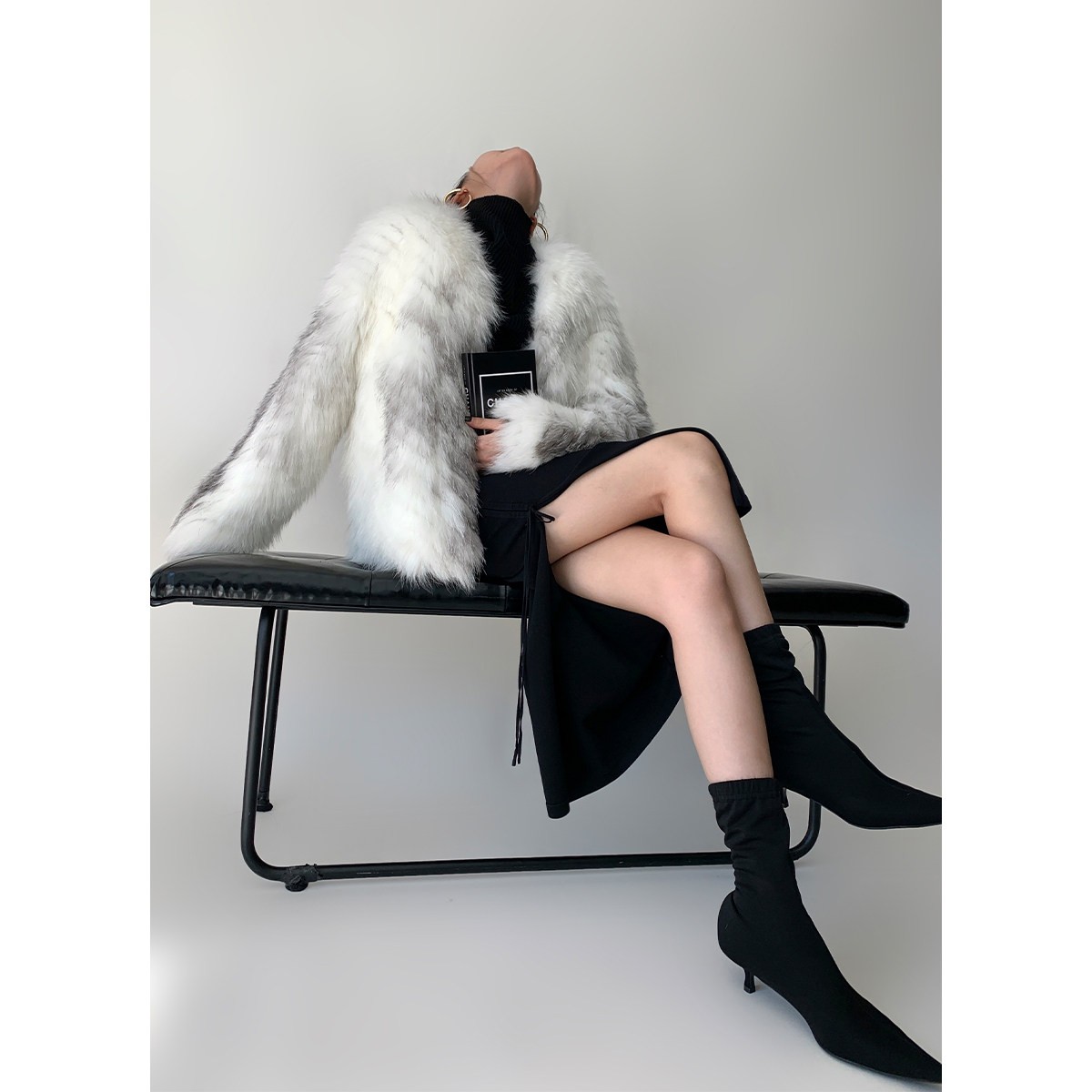 【清】P1101D1740 秋冬皮草外套女中长皮毛一体上衣