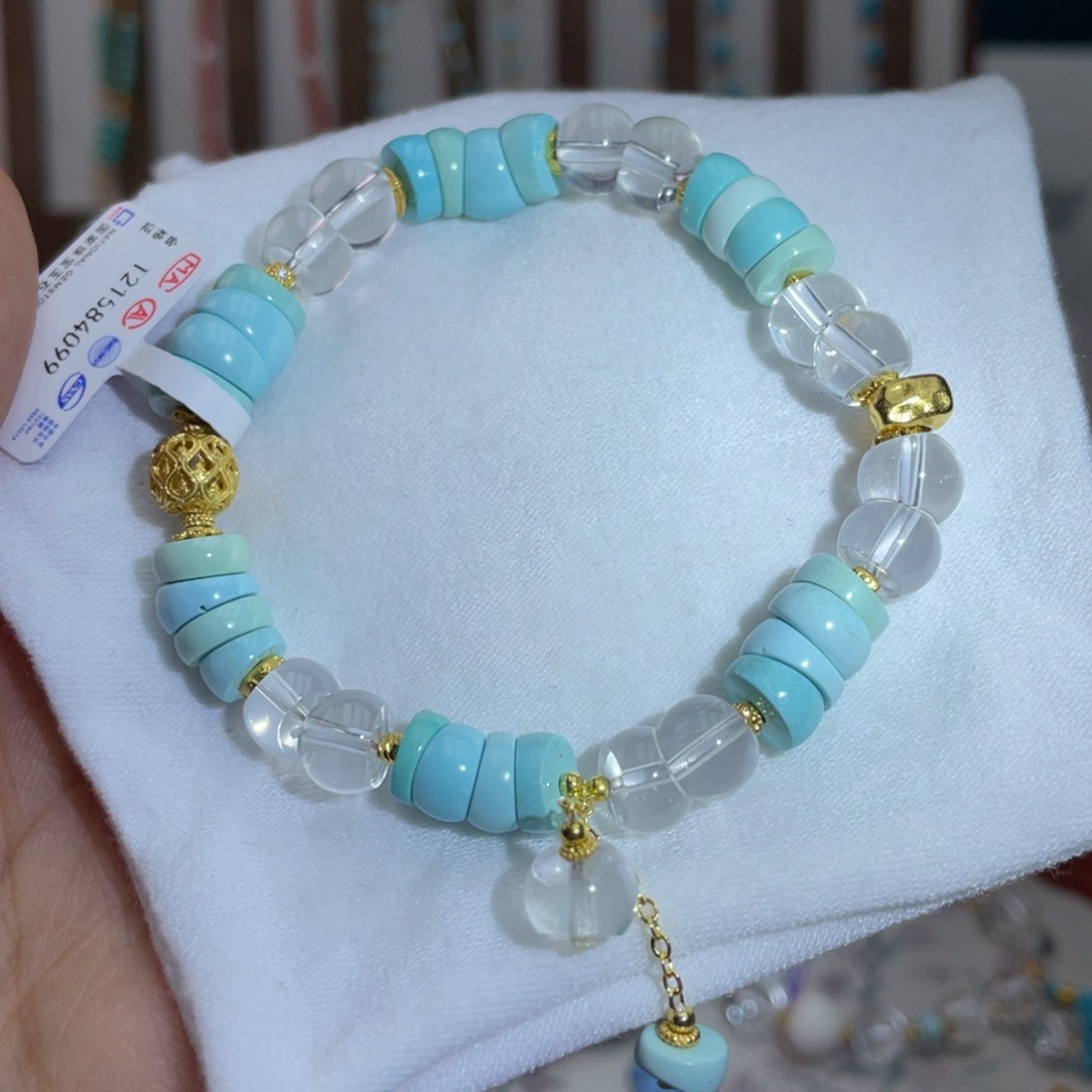 银S925镶嵌绿松石手串