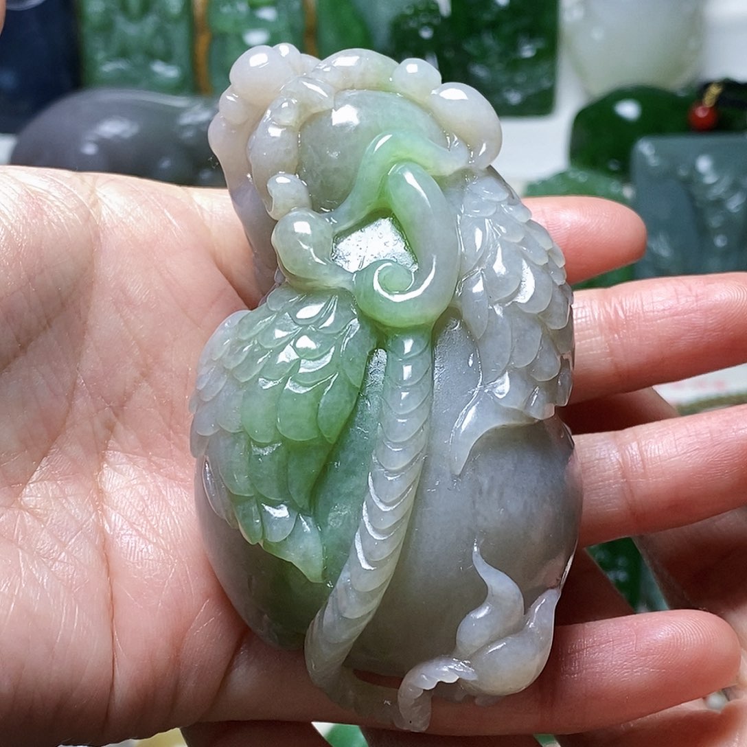 和田玉翠青大手把未镶嵌