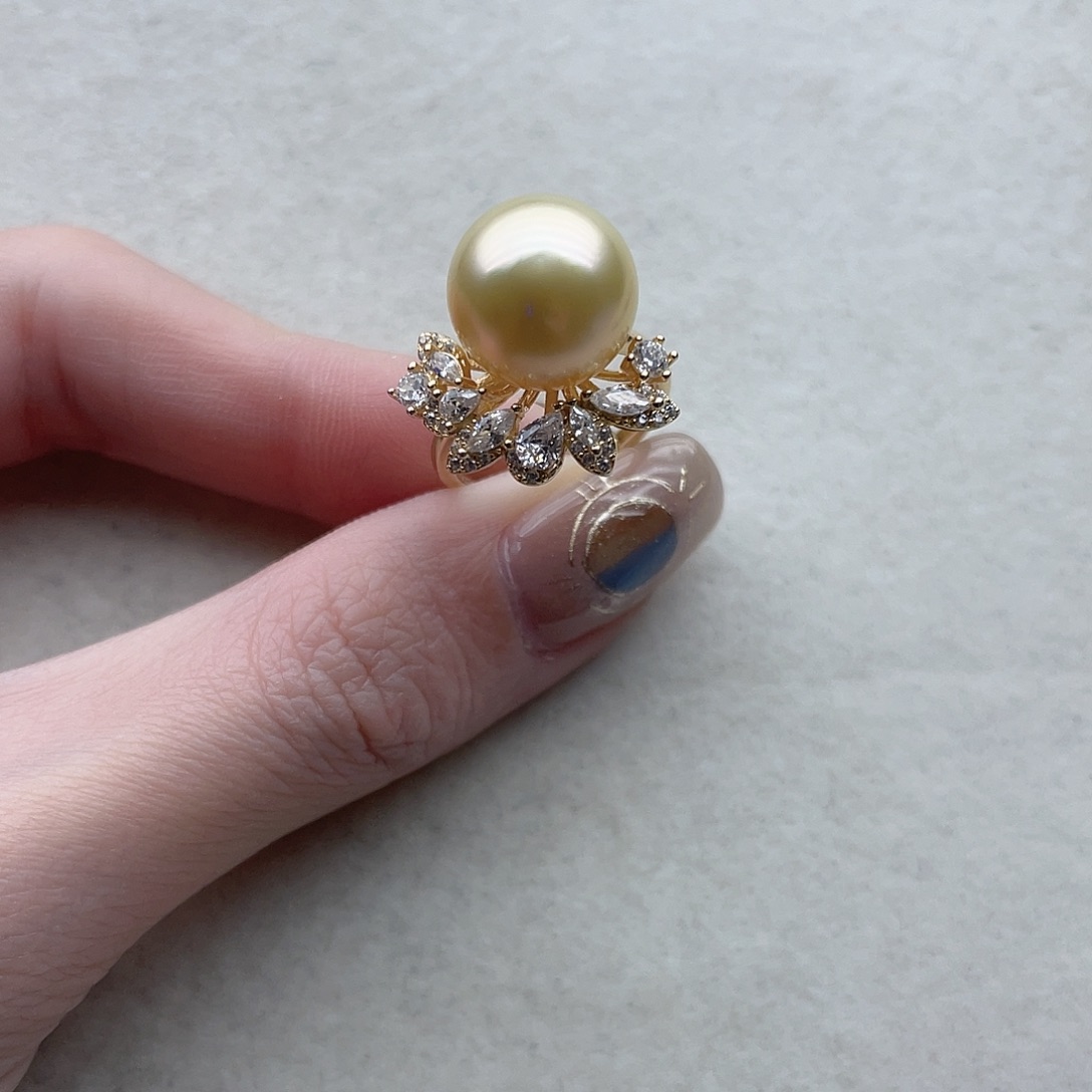 戒指95银S925镶嵌海水珍珠