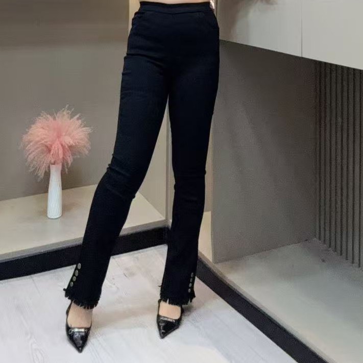 冬季微喇裤-起 8902潮纽扣洋气裤脚加磨毛设计胖MM大码女装新款