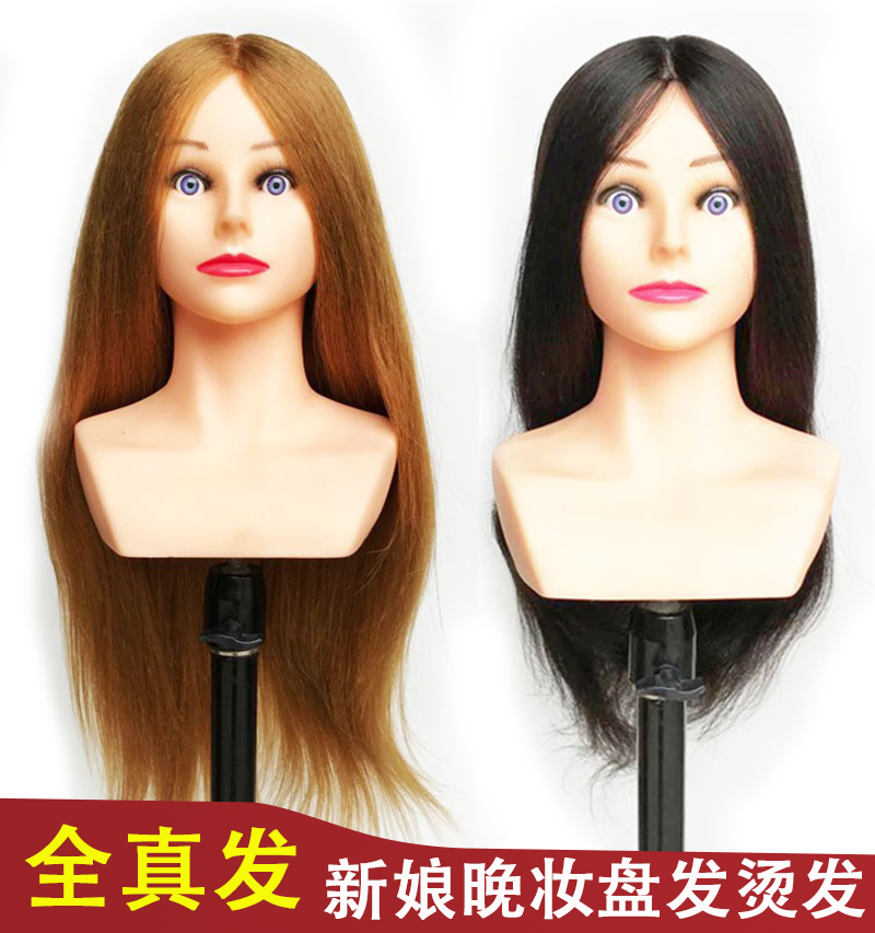 带肩膀美发头模全真发可烫卷练习编发盘发模型头假模特头半身体女