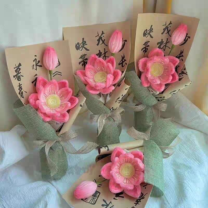 成品扭扭棒荷花花束手工编织荷花女朋友闺蜜生日礼物教师节送老师