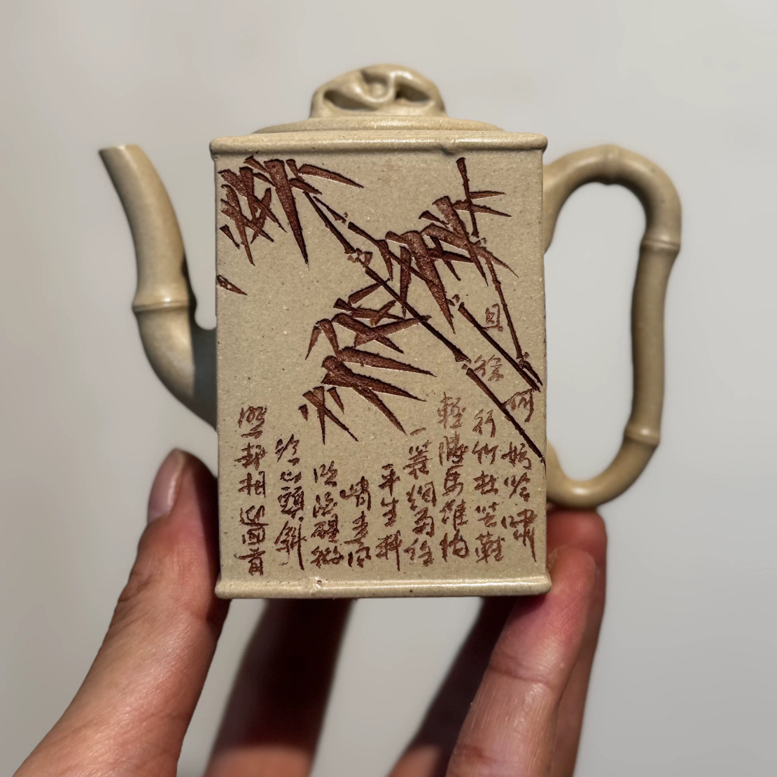 宜兴紫砂壶原矿羊脂玉白段泥原创文人小品小容量迷你高竹节