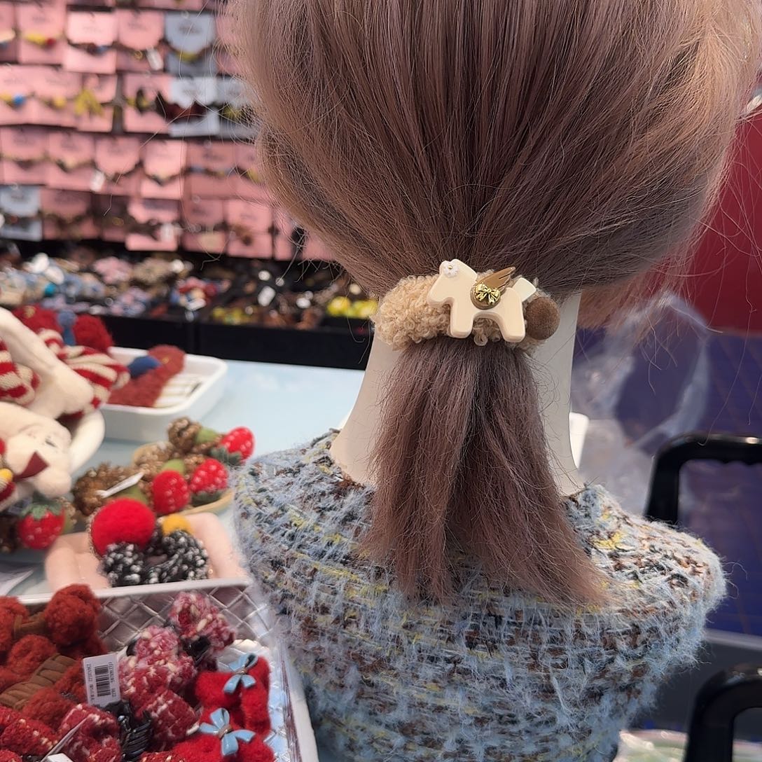 米白色小飞马小发圈