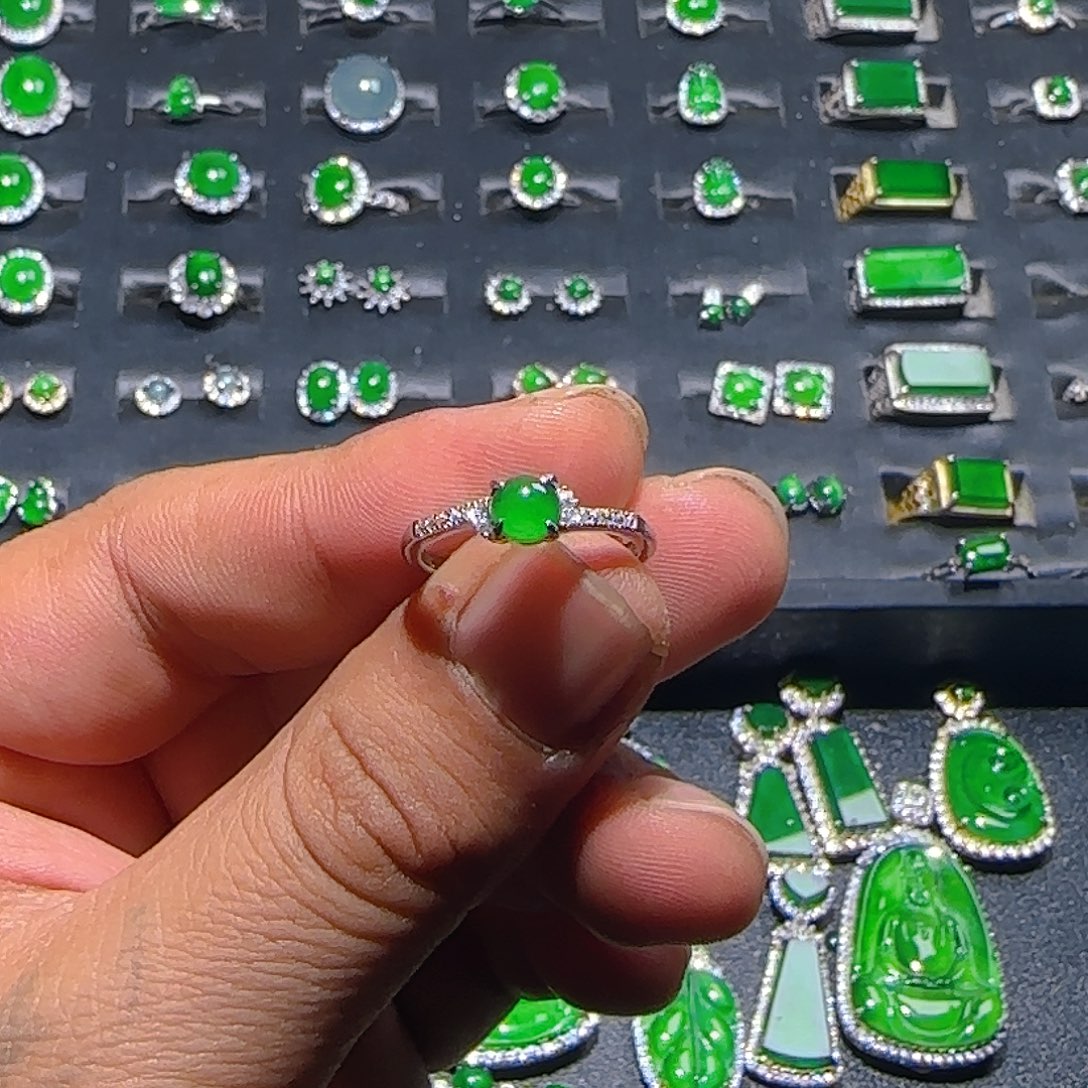 翡翠银S925镶嵌戒指