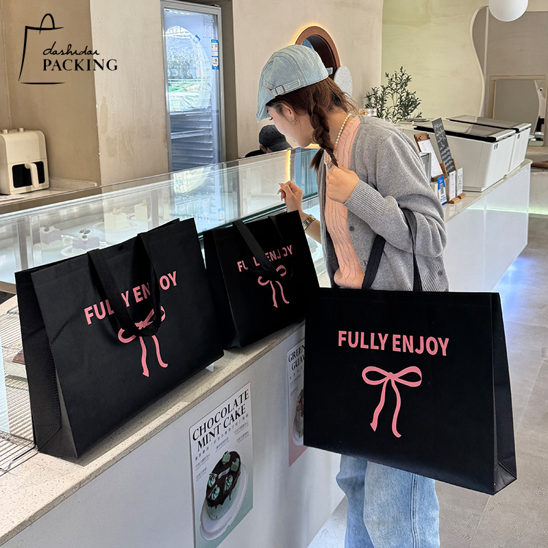 蝴蝶结无纺布袋子高档服装店大容量包装袋手提袋购物袋礼品袋定制