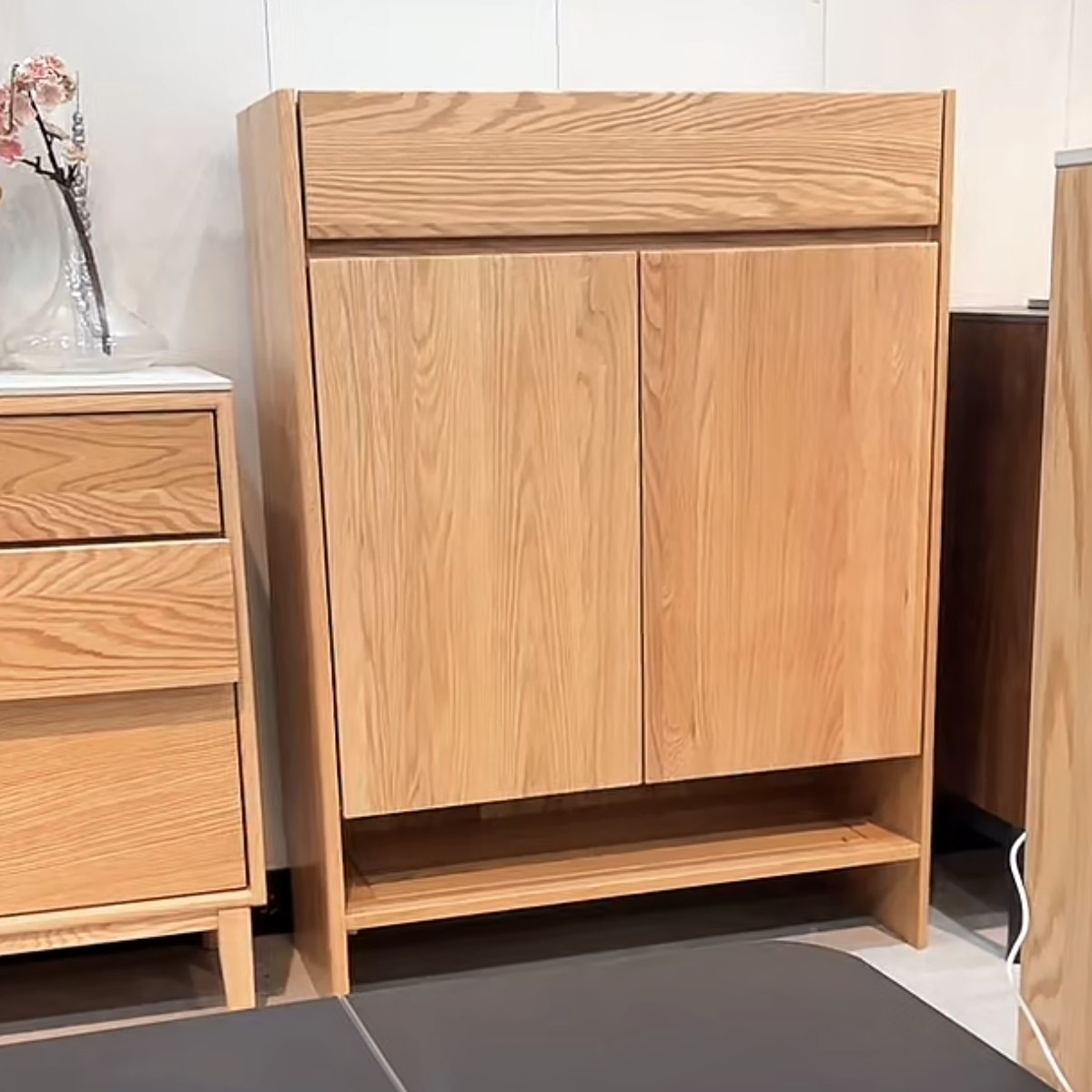 藤编鞋柜玄关北美樱桃木畅享鞋柜家用大容量储物柜清样无售后