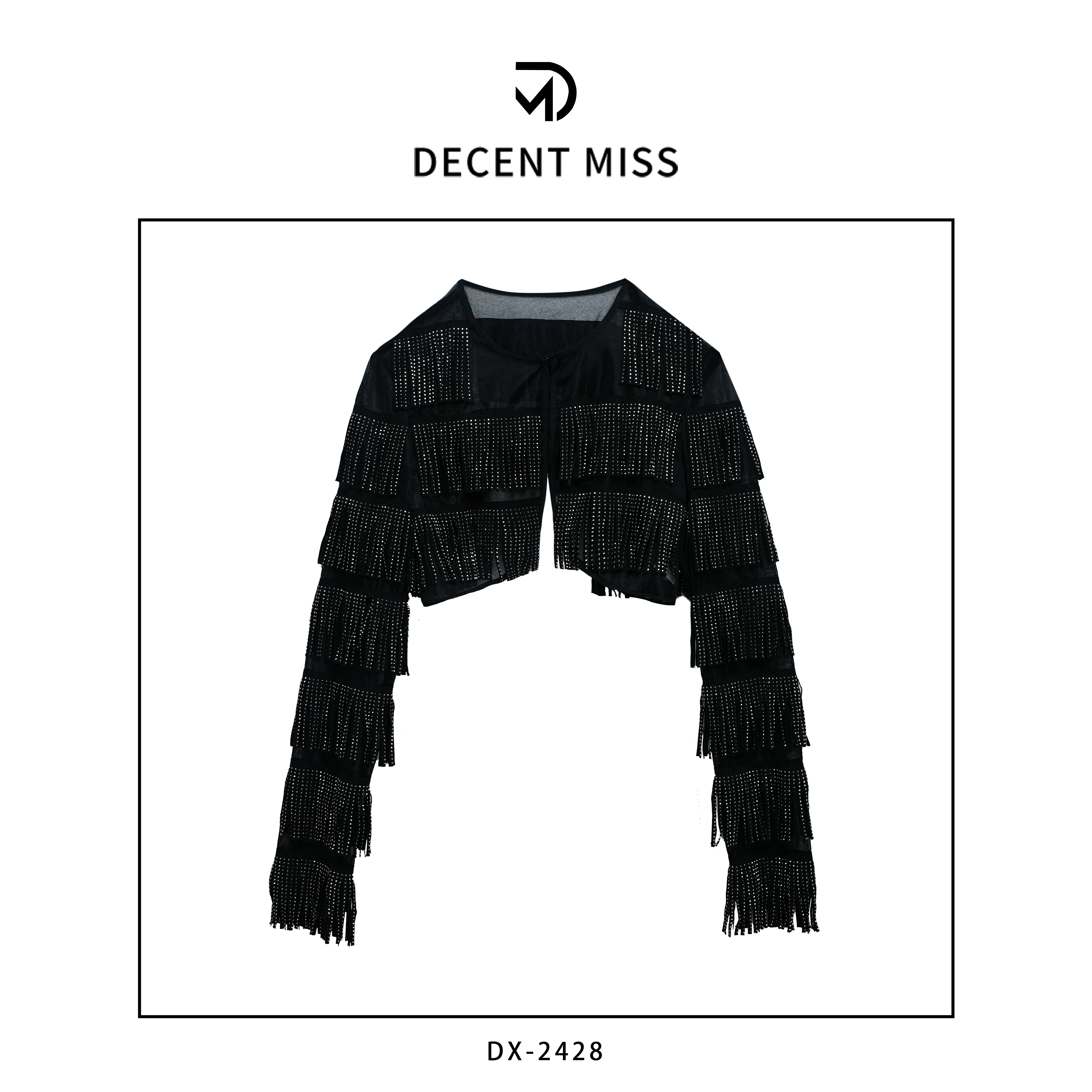 DECENT MISS 定制轻奢时尚流苏网纱薄款开衫小坎肩DX-2428