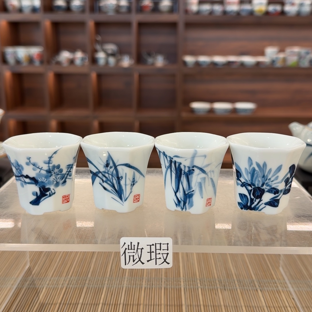 釉下手绘茶具微瑕