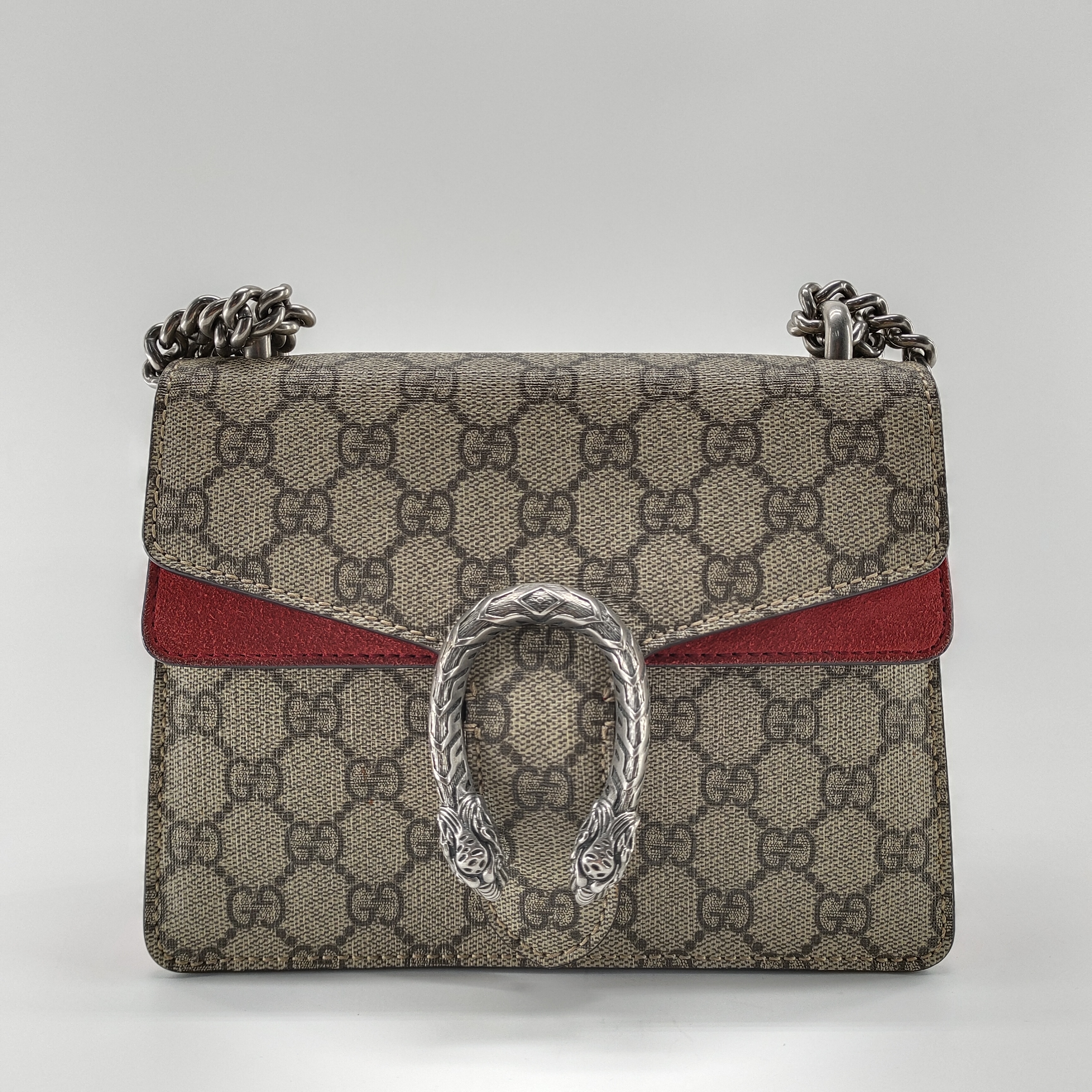 95新 GUCCI/古驰  古驰酒神小号红色 单肩斜挎包 经典老花拼红色 