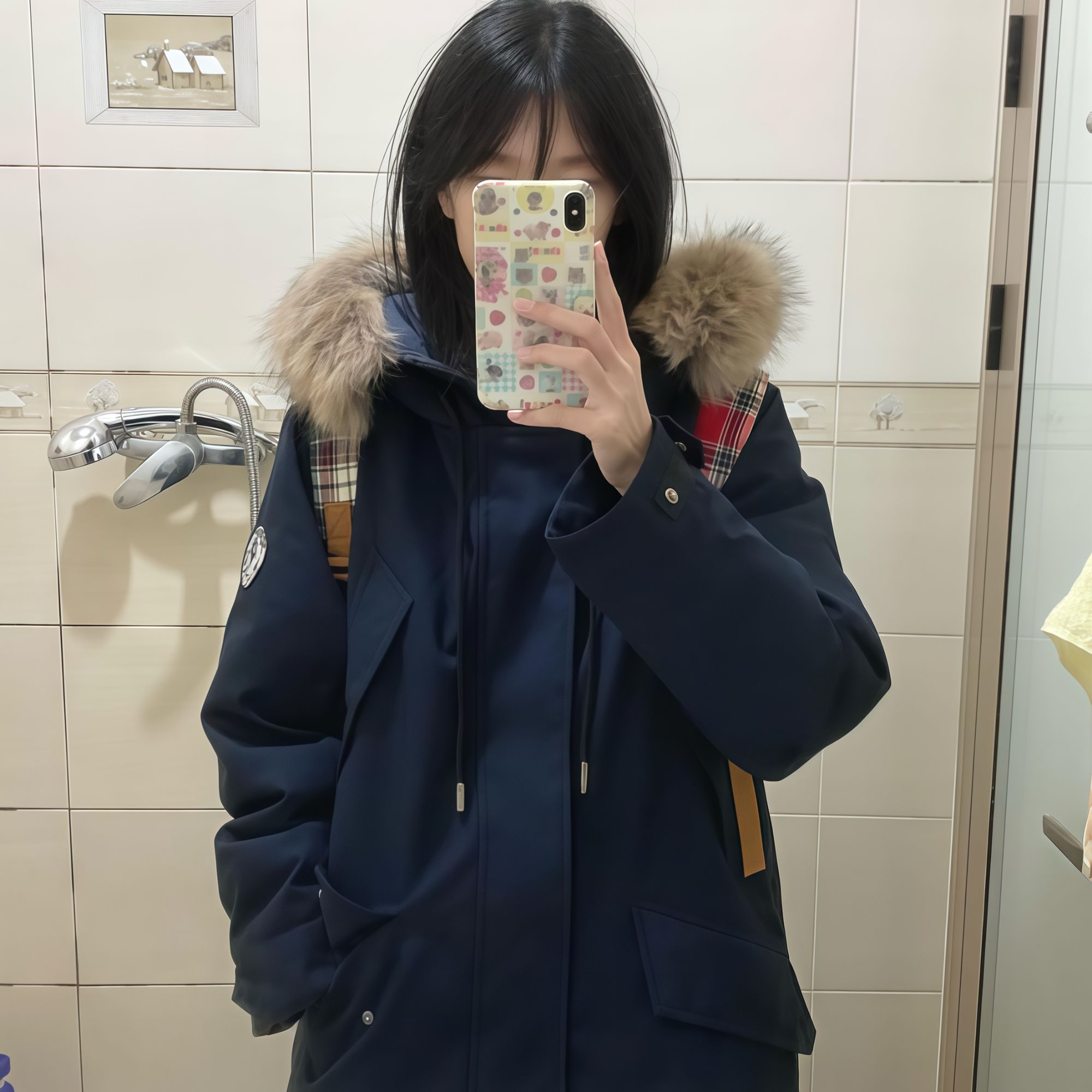 大毛领工装棉服女外套宽松韩版学院风防寒服长款棉衣加厚冬季新款