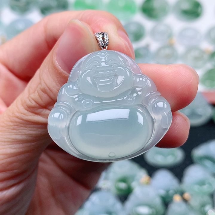 翡翠吊坠(不含链)18K金镶嵌