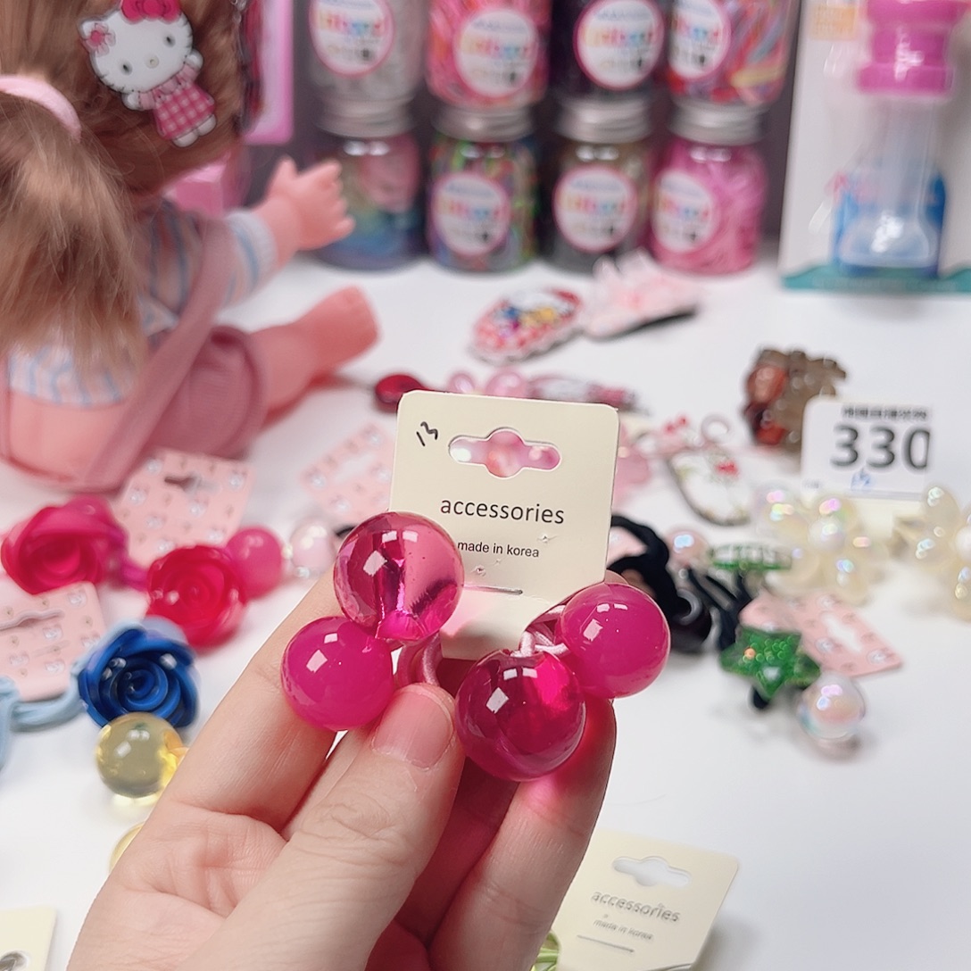 韩国球球发圈玫粉