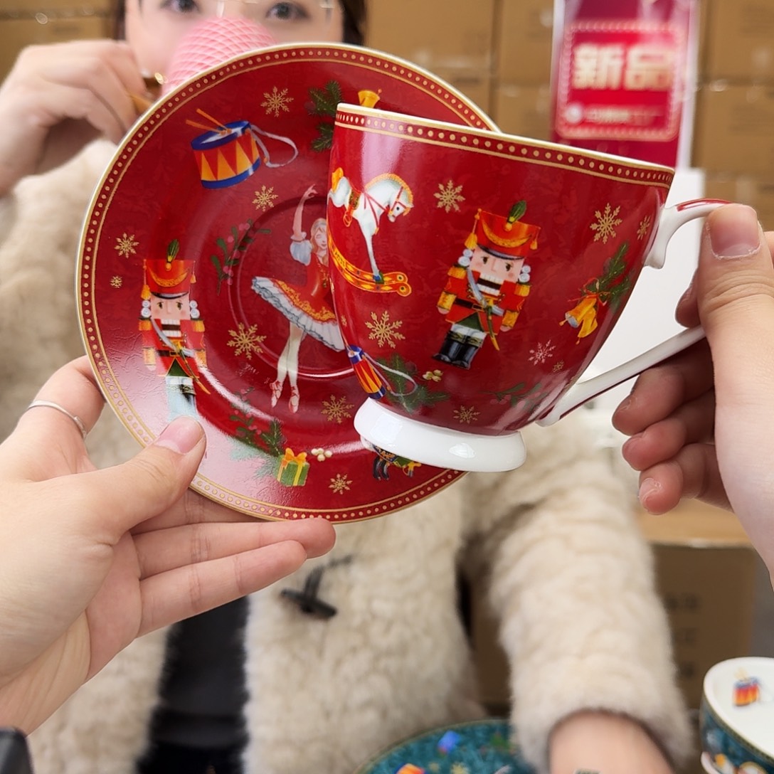 骨瓷骨瓷咖啡杯碟一套460ml外贸骨瓷