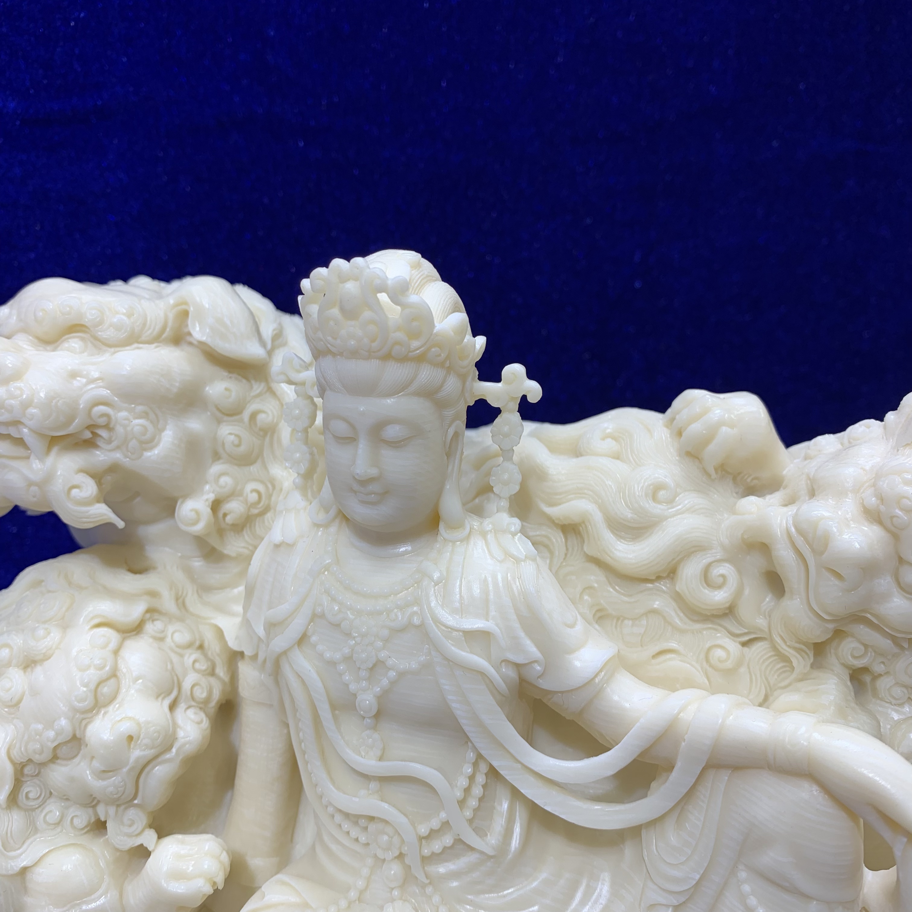 猛犸牙5A精品牙雕 大师级手工雕刻 文殊菩萨