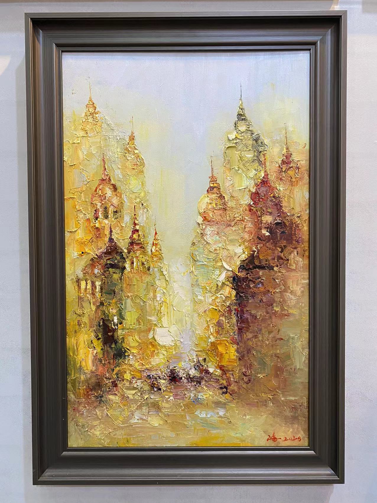 原创油画城市建筑系列客厅餐厅玄关挂画尺寸60X90cm