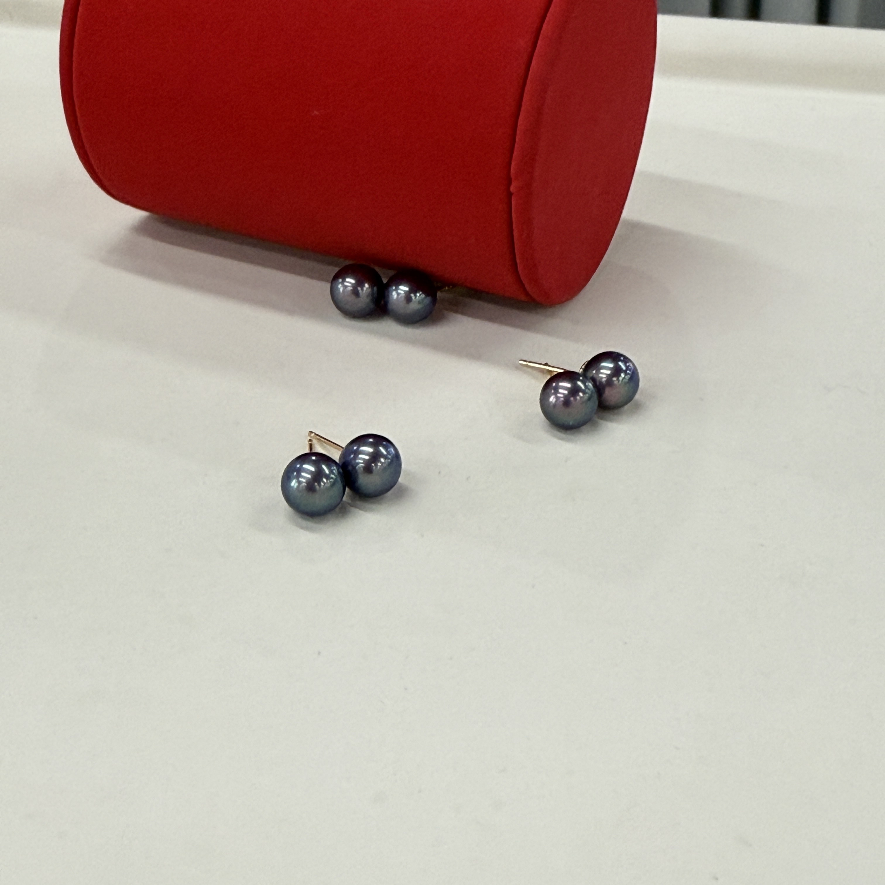 蓝精灵耳钉｜淡水珍珠正圆S925银耳饰7～8mm多样发一 FE0143