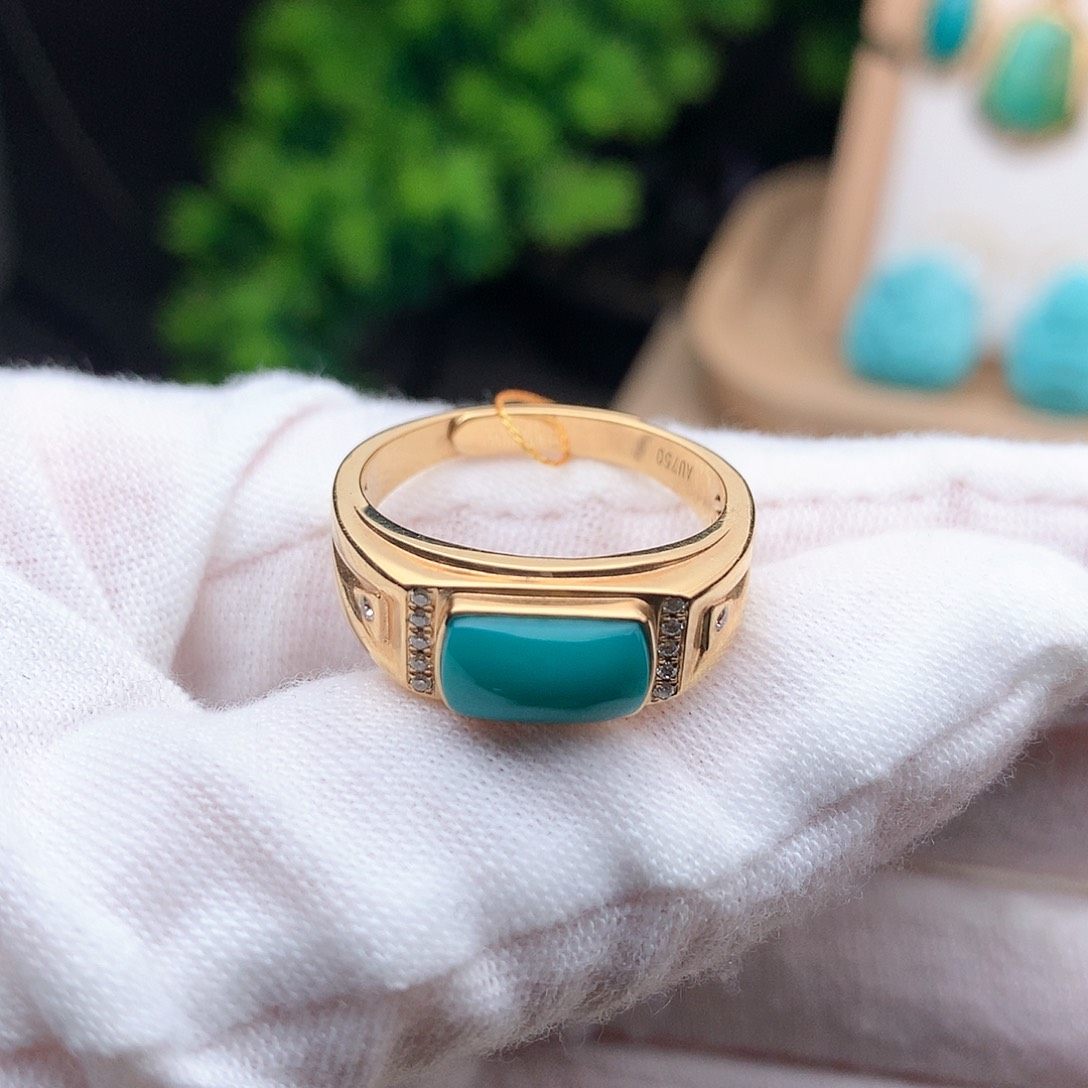 绿松石珠宝奇石18K金镶嵌