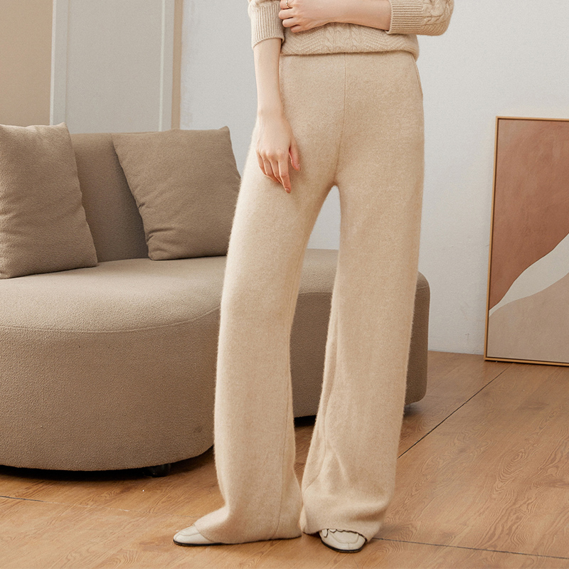 四平加厚气质纯羊绒阔腿裤
