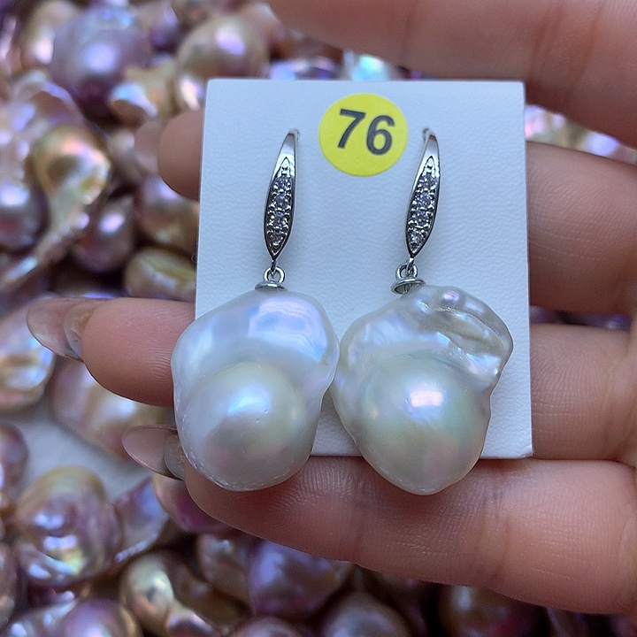 淡水珍珠耳饰银S925镶嵌