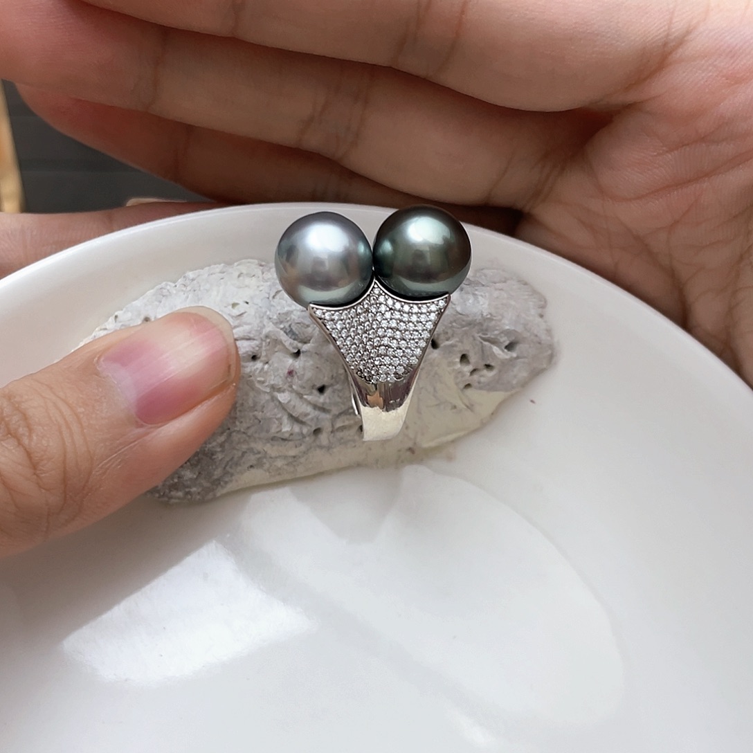 海水珍珠戒圈银S925镶嵌