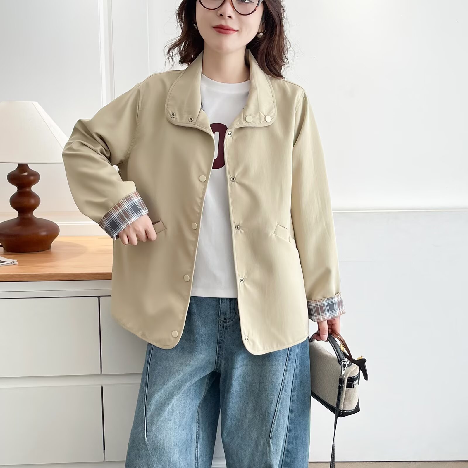 秋季新款微胖mm大板型加宽加大两面穿大码女装风衣外套百搭上衣