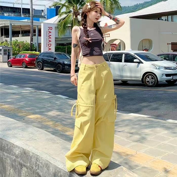 （洛）（花子）2025新款工装牛仔裤女设计阔腿拖地裤子