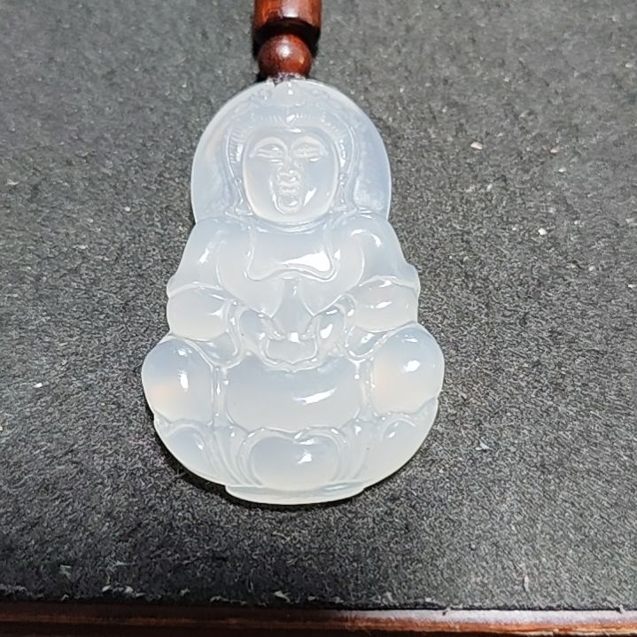 玛瑙/玉髓吊坠(不含链)未镶嵌玛瑙玉石观音吊坠挂件