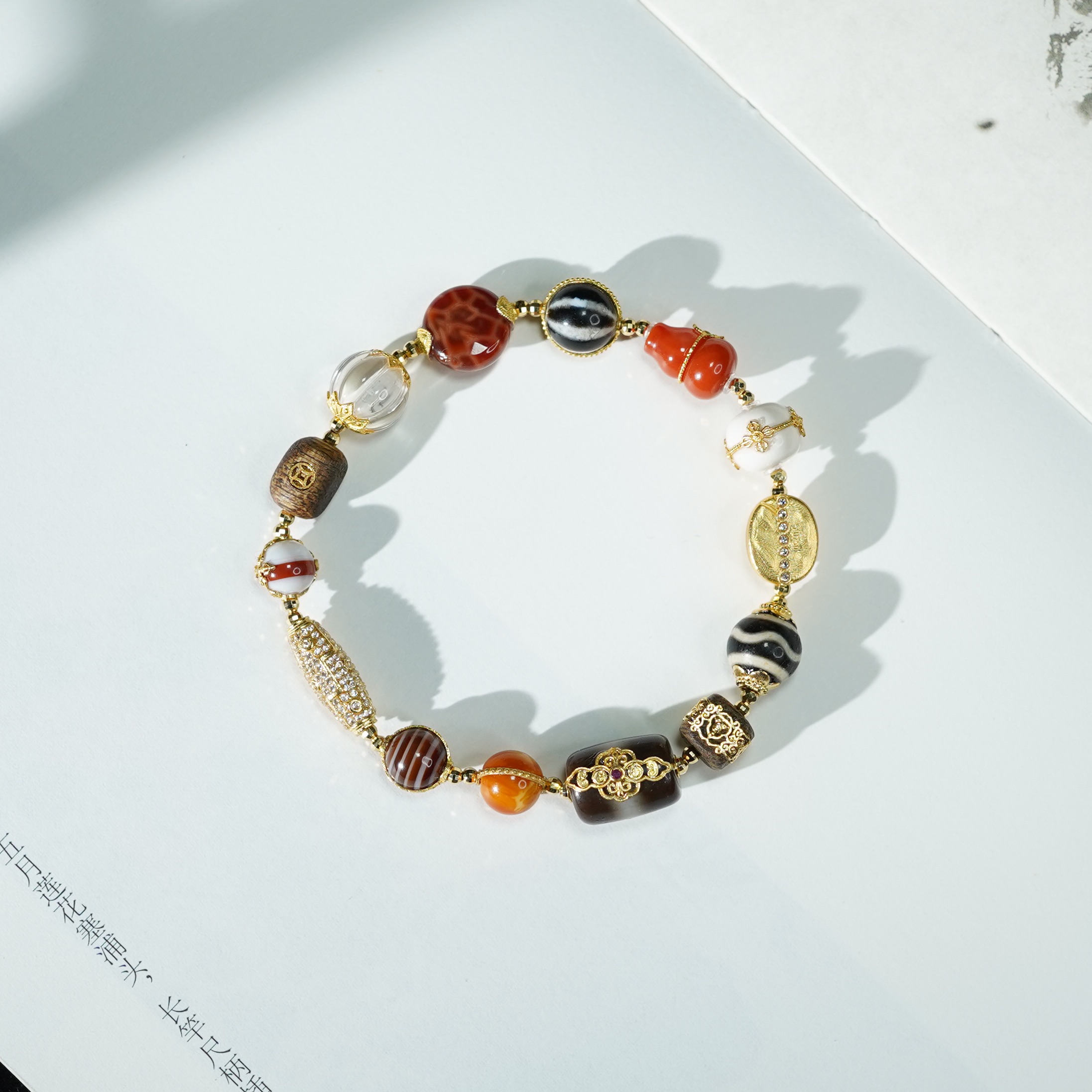 【德锦】玛瑙*手串*18k金镶嵌