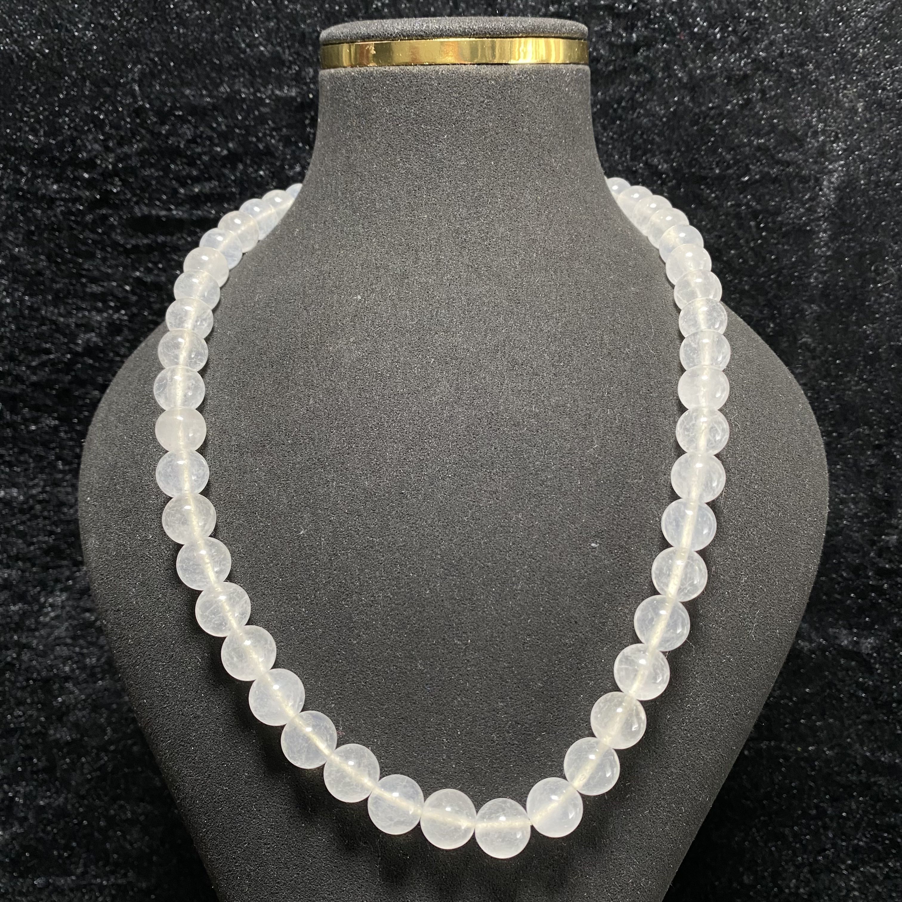 石英石手链 卡10白冰手串项链毛衣链纯天然非洲翠高冰飘花108颗