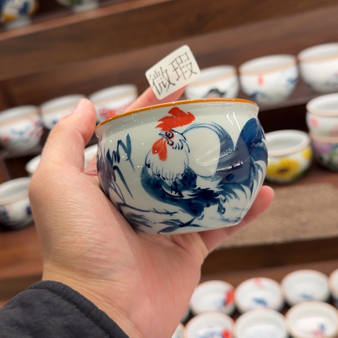 釉下手绘茶具微瑕