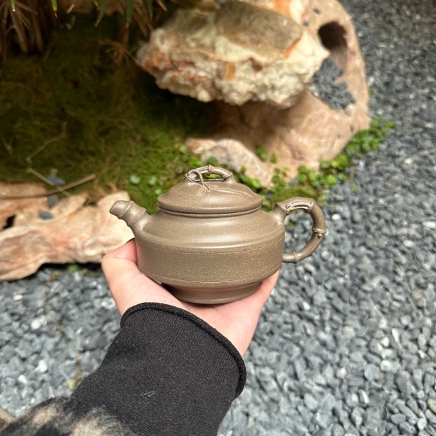 双线竹鼓壶 老天青泥 220cc 许华良全手工