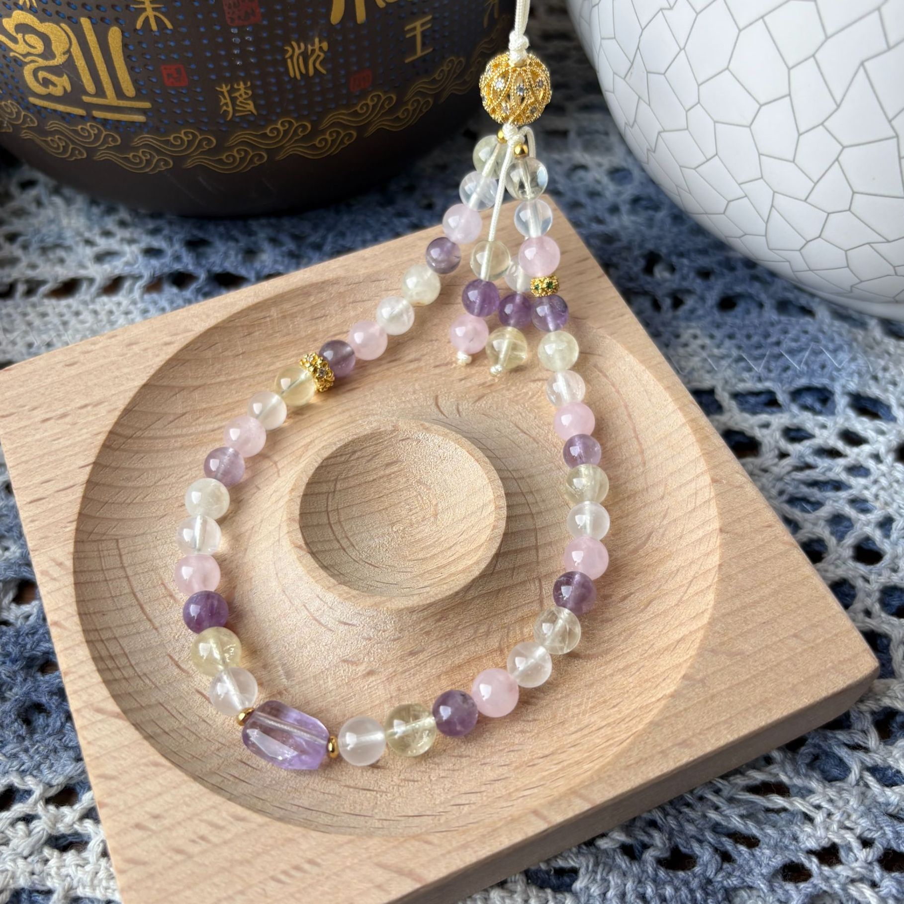 普陀山新款五行水晶手机挂608