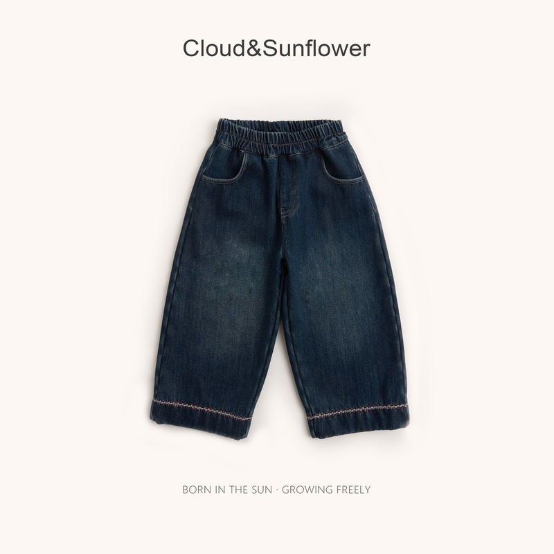 【云朵小葵】女童冬季新款年款裤脚红线洋气休闲百搭直筒裤555439