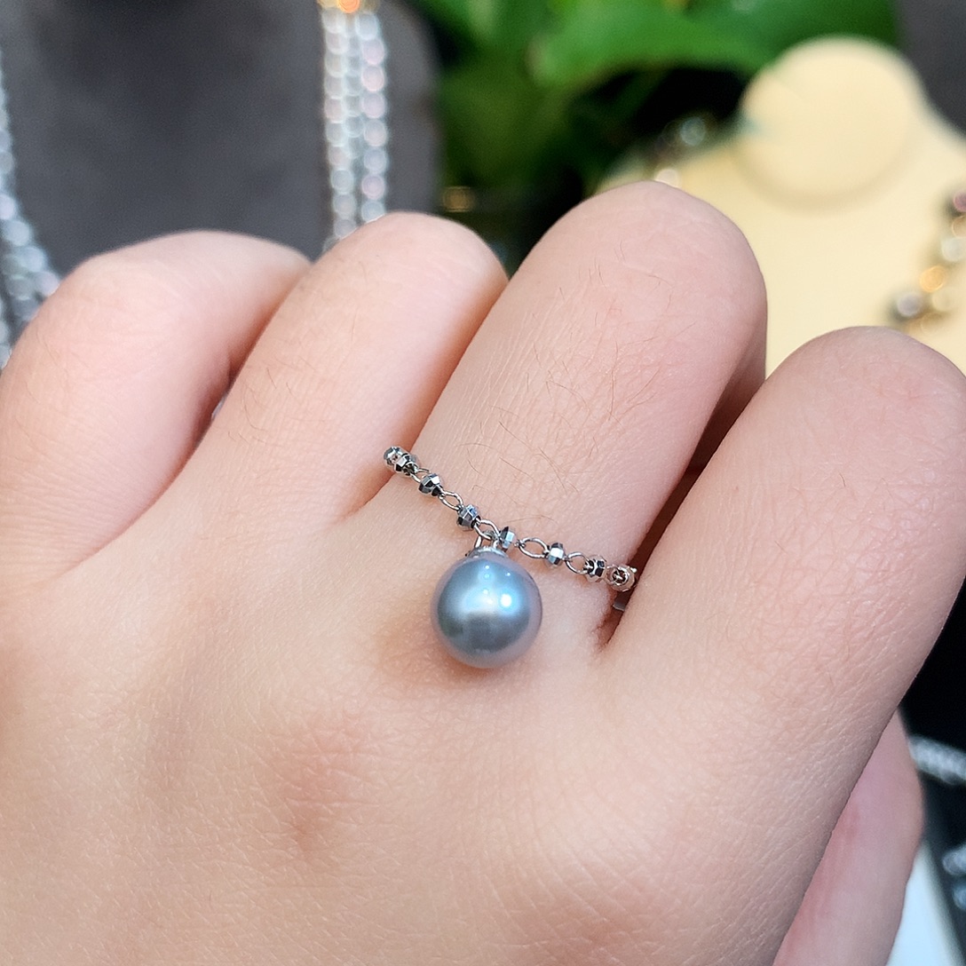 银S925镶嵌海水珍珠戒指