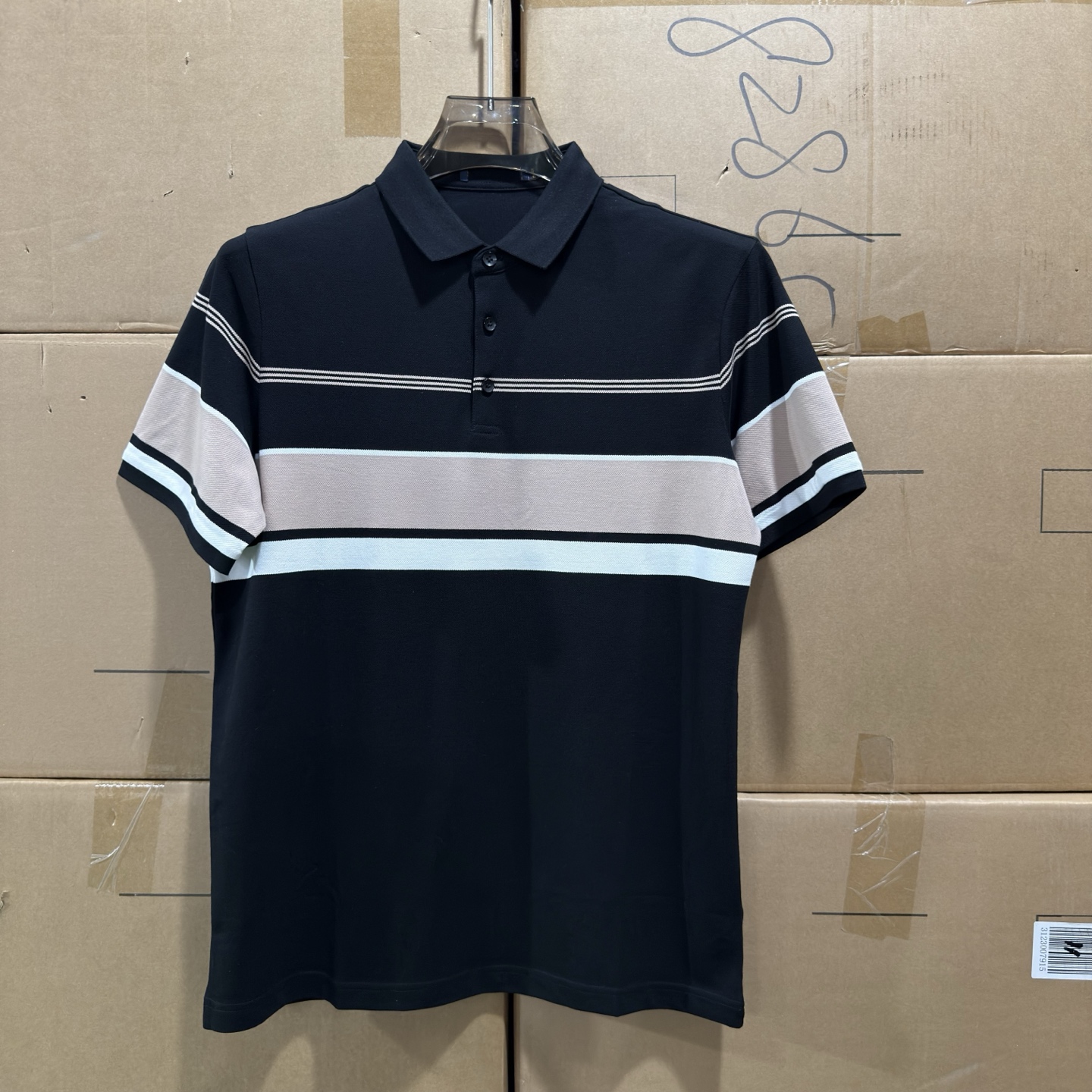 D840男珠地棉条纹polo衫撞色翻领设计夏季透气商务休闲上衣JDD156