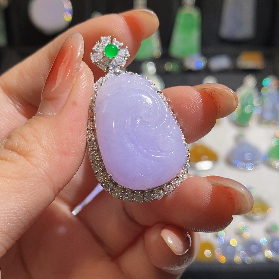 翡翠颈饰银S925镶嵌ʚ****ɞ天然翡翠